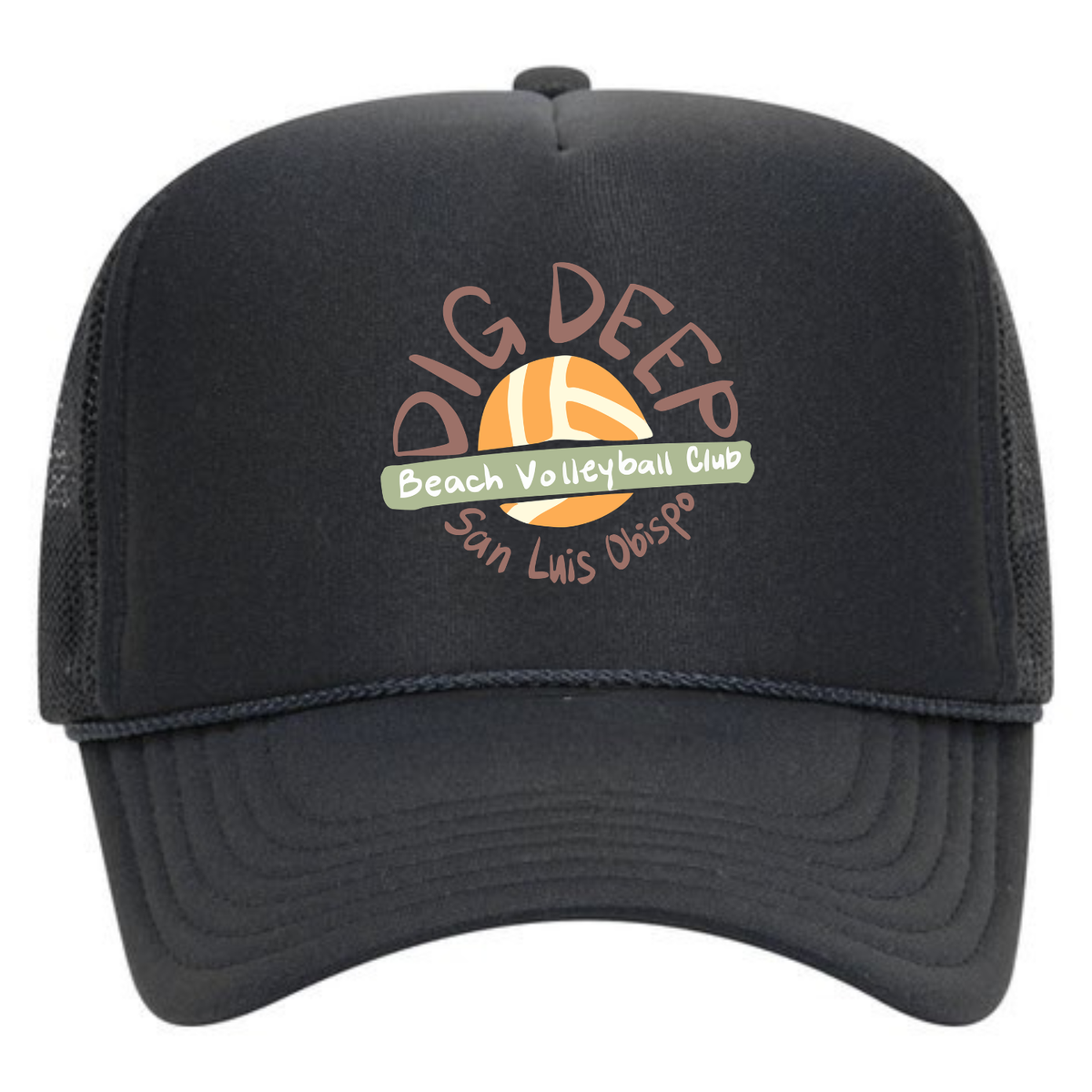 Dig Deep Circle Logo Foam Trucker  - Black