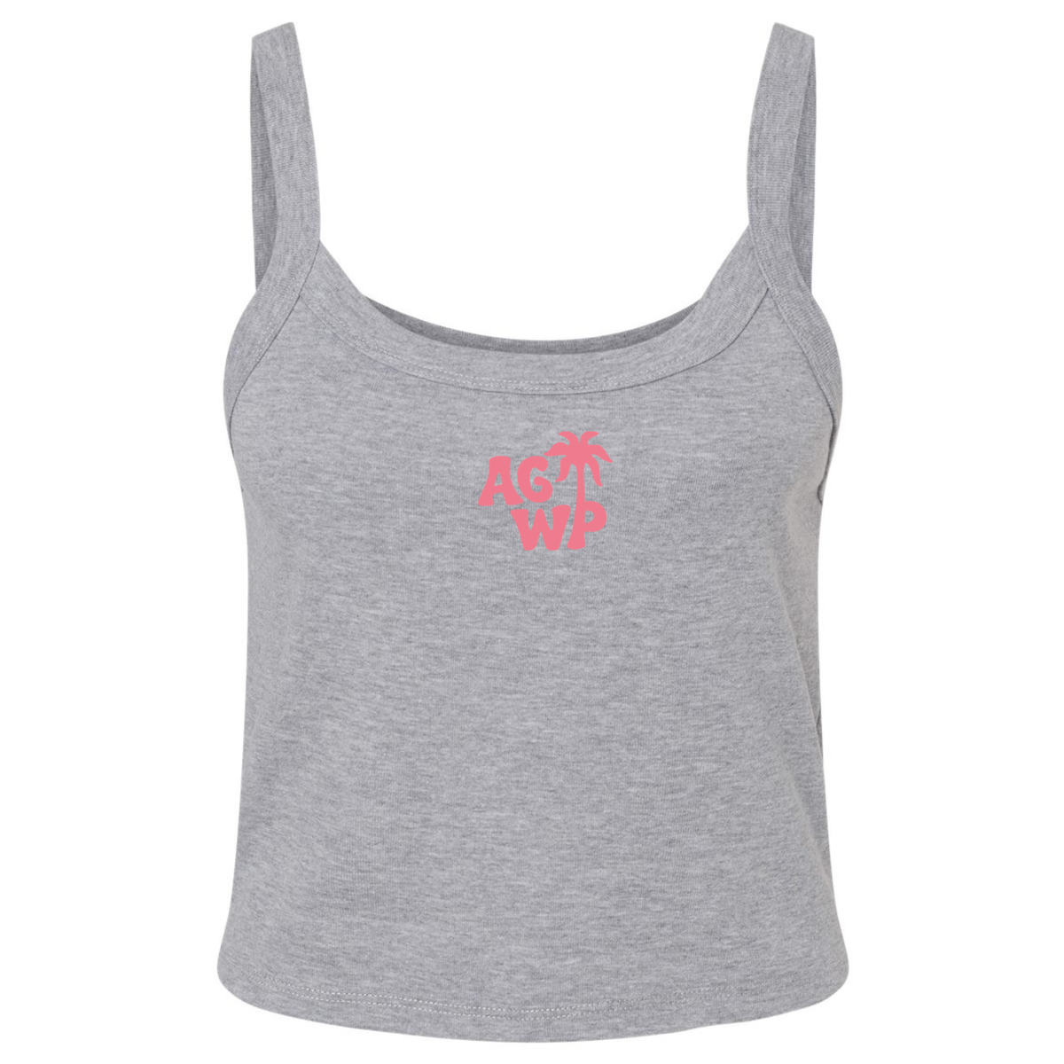Women's Spaghetti Strap Tank AGWP Pink Palm Tree - Athletic Heather