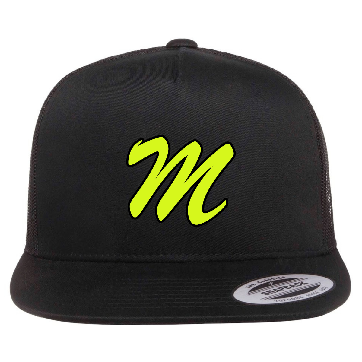 Mustangs Neon "M" Logo Flat Bill Trucker Hat - Black