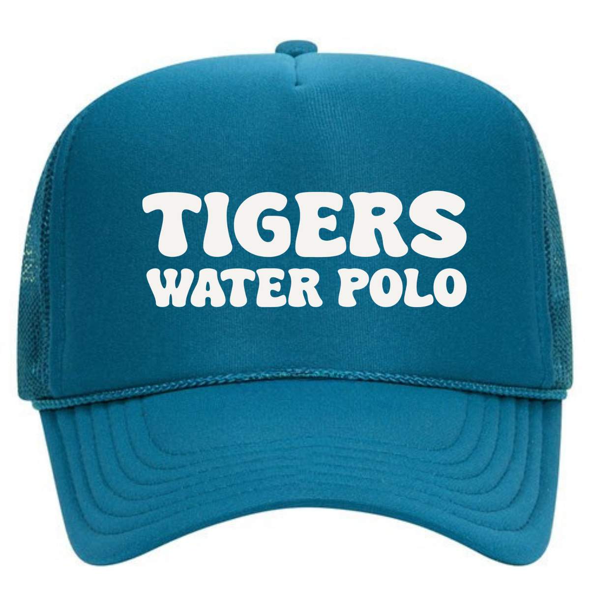 SLO Tigers Water Polo White Logo Foam Trucker - Turquoise