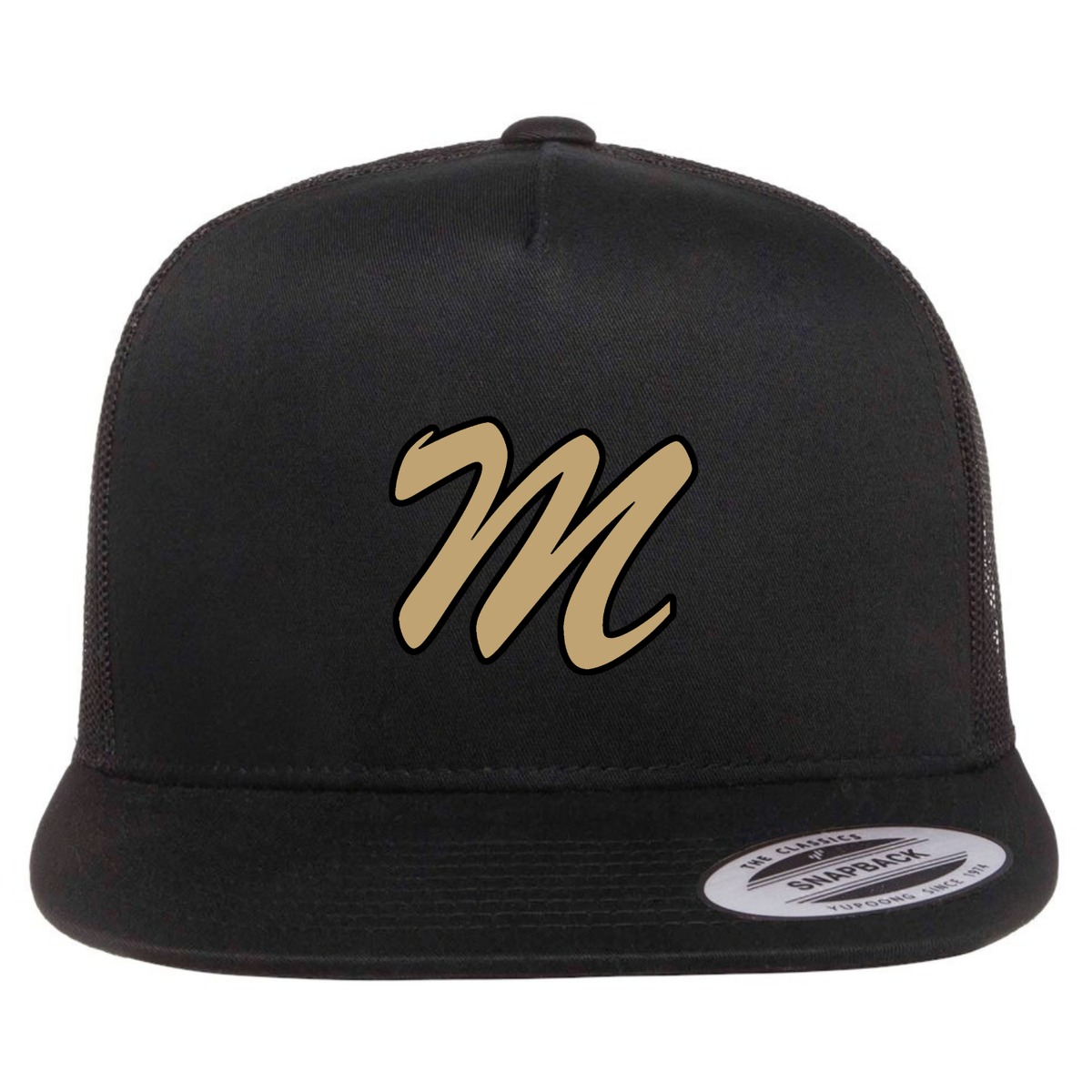 Mustangs "M" Logo Flat Bill Trucker Hat - Black