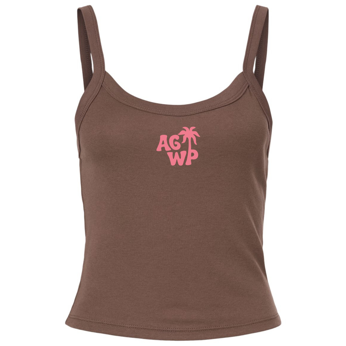 Women's Spaghetti Strap Tank AGWP Pink Palm Tree - Cocoa