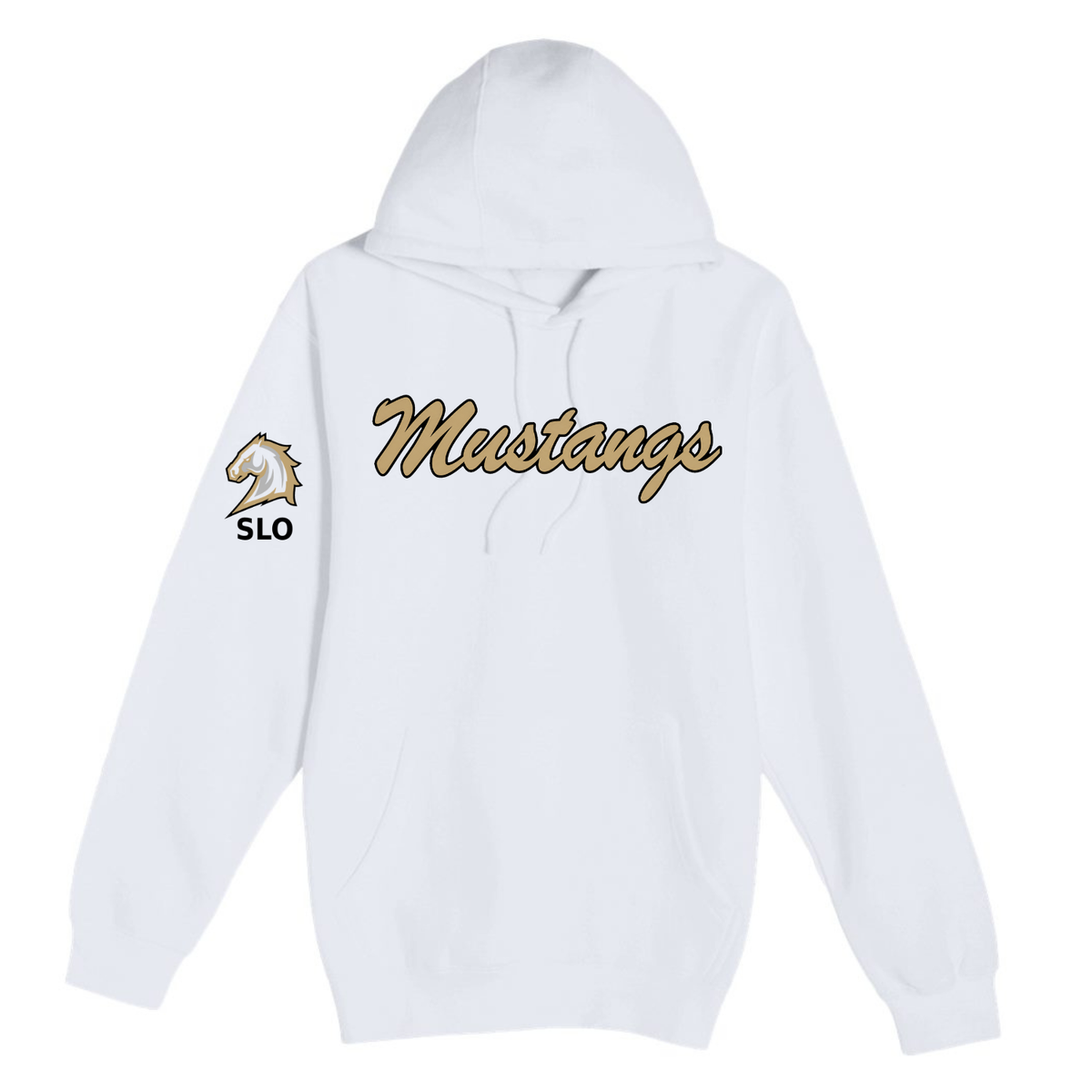 Mustang Baseball Cursive Logo Hoodie - White