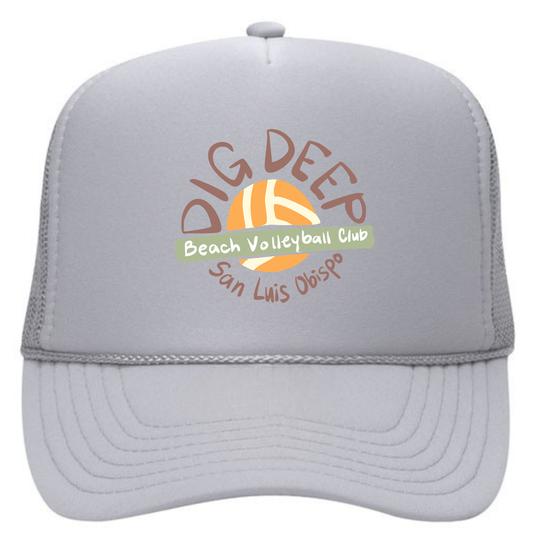 Dig Deep Circle Logo Foam Trucker  - Silver Grey