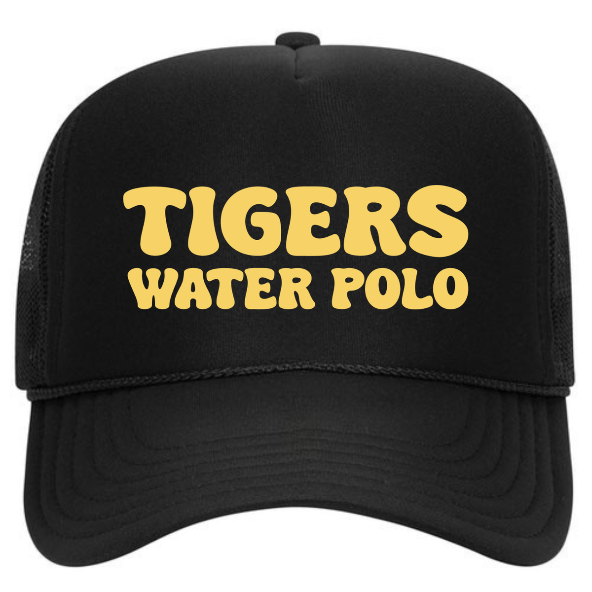 SLO Tiger Water Polo Yellow Logo Foam Trucker - Black