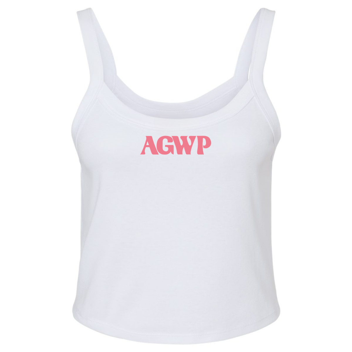 Women's Spaghetti Strap Tank AGWP Pink Logo - White