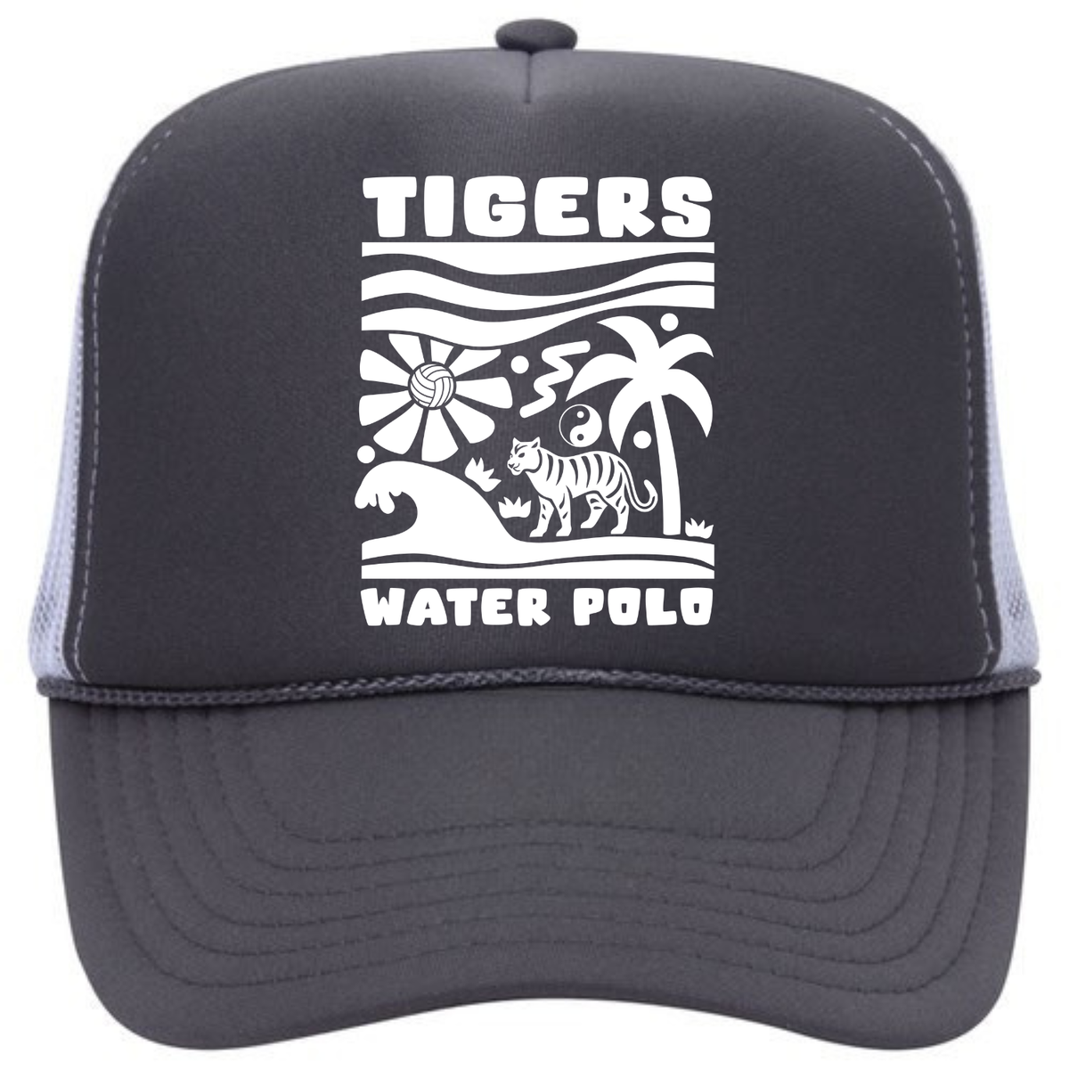 SLO Tiger Water Polo Tiger Jungle Foam Trucker - Charcoal/White