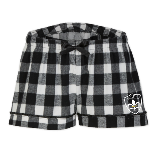 Women's Paseo Aquatics Plaid Flannel Shorts - Black/White
