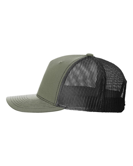 Dig Deep Circle Logo Five Panel Trucker - Loden Green/Black