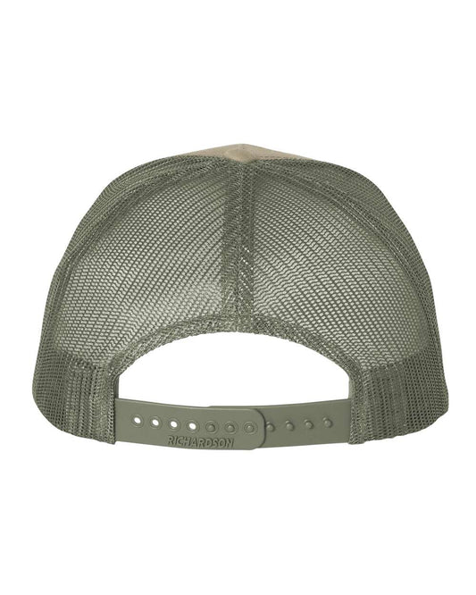 Dig Deep Circle Logo Five Panel Trucker - Khaki/Loden Green