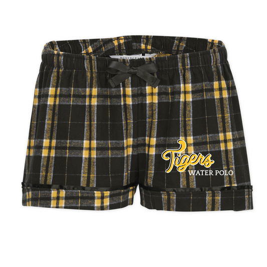 Women's SLO High Polo Plaid Flannel Shorts - Black/Yellow